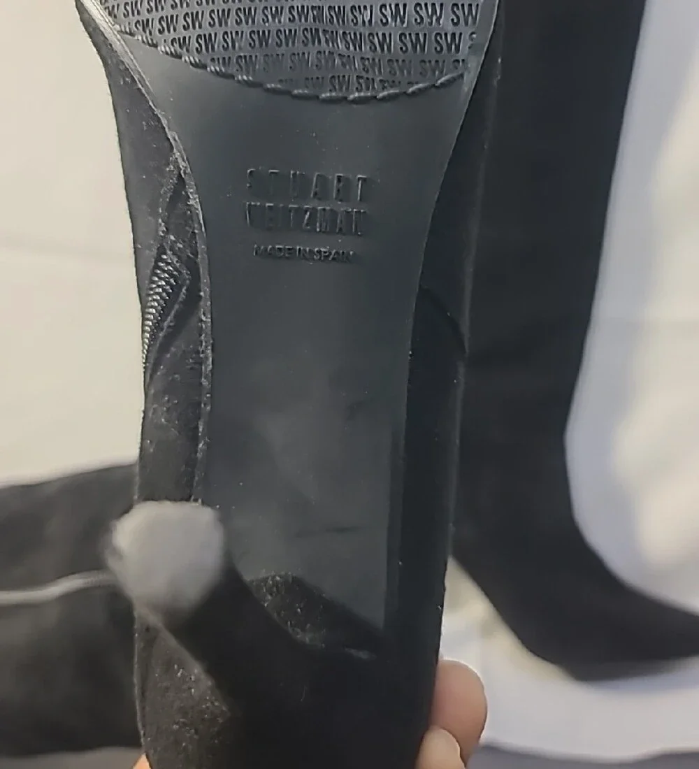 Women's Stuart Weitzman Black Suede Knee-High Stiletto Boots